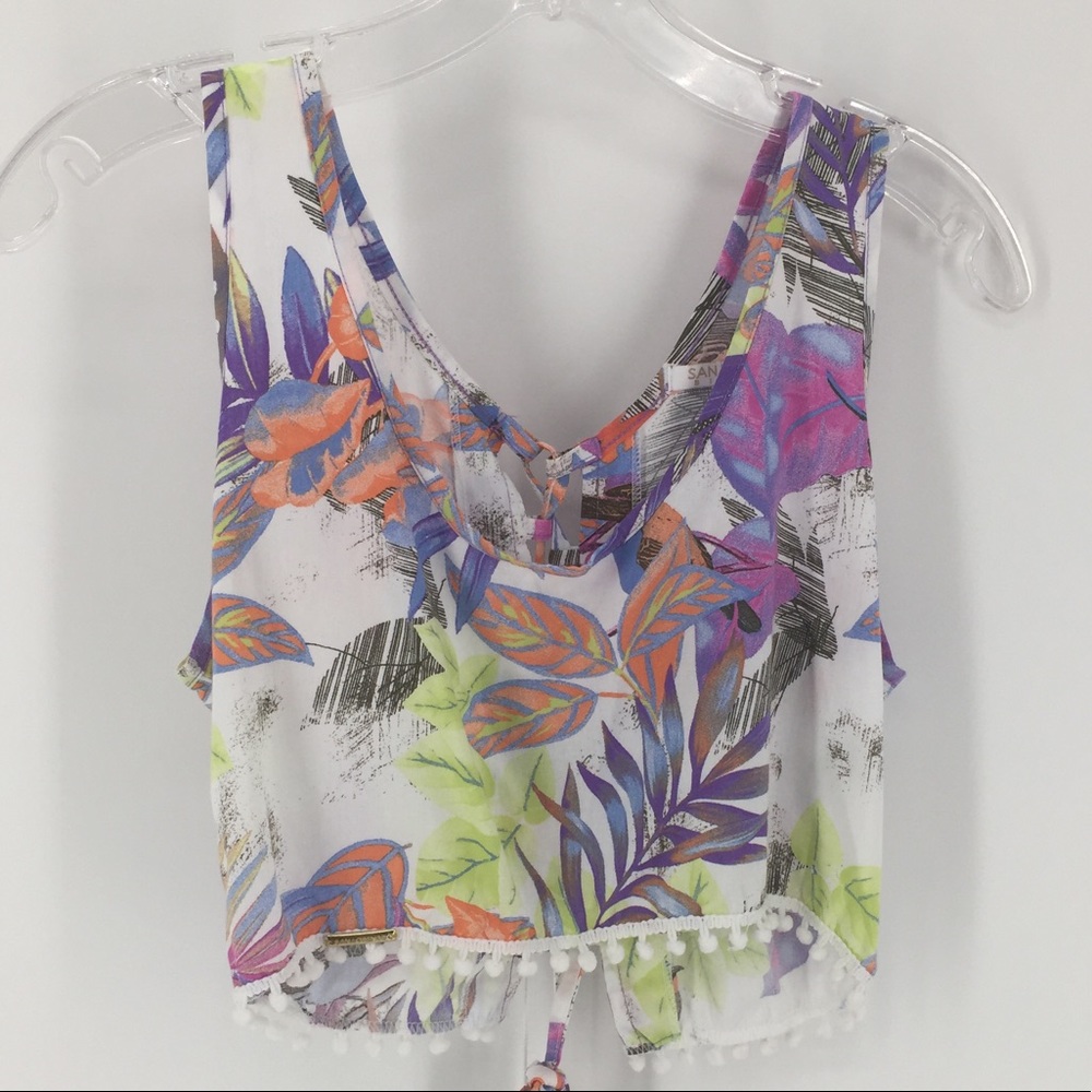 San Lorenzo Bikinis NWT Crop Top Lace Up Back Sz M